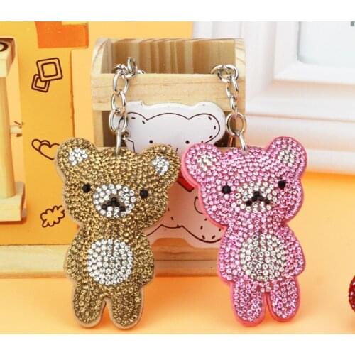 Fashion Tassel Diamond Keychain Cute Charm Bear Pendant Keychain Accessories Ladies Friends Mobile Phone Cartoon Tassel Keychain