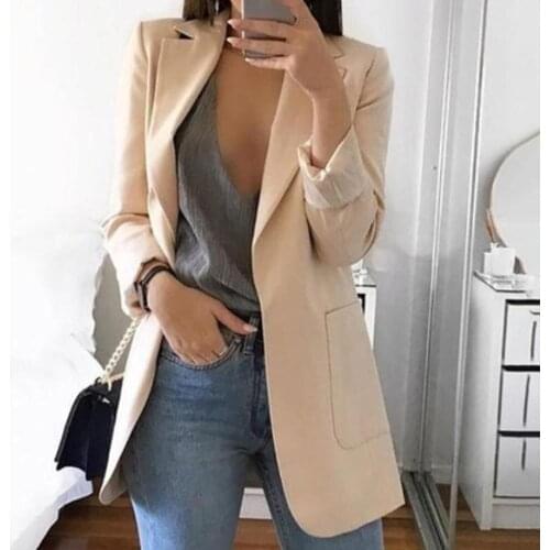 Fashion Solid Color Lapel Long Sleeve Business Women Blazer Coat Suit Suit Office Ladies Slim Cardigan Tops Blazer Outwear