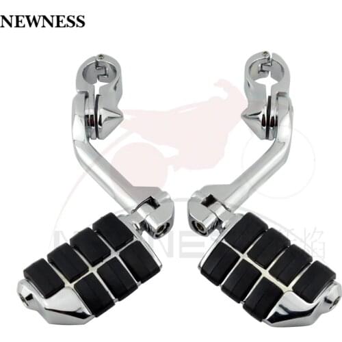Motorcycle 1.25 inch 360 degree Adjustable Long Highway Foot Pegs Footpeg Footrest For Harley Honda Kawasaki Suzuki Road King