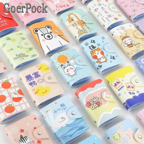 Cartoon PU Leather 20 Bits ID Card Holder Multifunction Business Bank Card Case Men Women Credit Passport Purse Wallet Bag Gifts