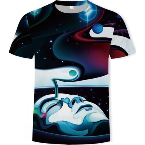 2021 summer mens short-sleeved T-shirt 3D printing sports running fitness casual T-shirt cool and handsome street fashion