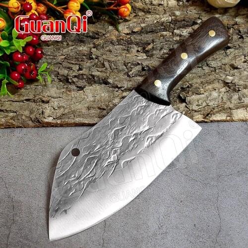7 Inch Full Tang Chef Knife Handmade Forged Cleaver Knife Bone Chopping Knife Stainless Steel Meat Fish Vegetables Slicing Knife