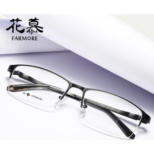 Pure Titanium Myopia Glasses Mens New Fashionable Business Semi-Rimless Henggang Glasses Frame 9016