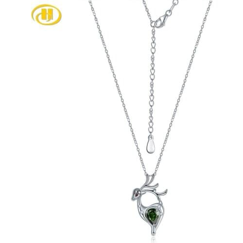 Hutang Natural 0.8 Carat Chrome Diopside Pendant 925 Sterling Silver Necklace Lovely Style Fine Jewelry For 2020 Christmas Gift