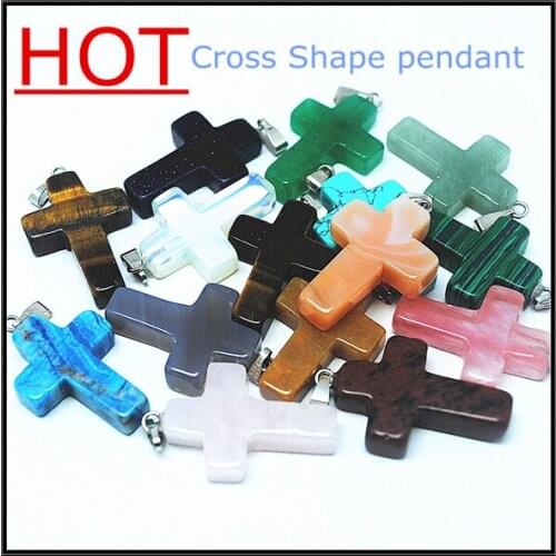 5 pcs nature gem stone cross shape stone pendant charms pendant christians likes cross pendant size 18x25mm
