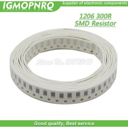 100PCS 1206 SMD Resistor 1% resistance 300 ohm chip resistor 0.25W 1/4W 300R 301 IGMOPNRQ
