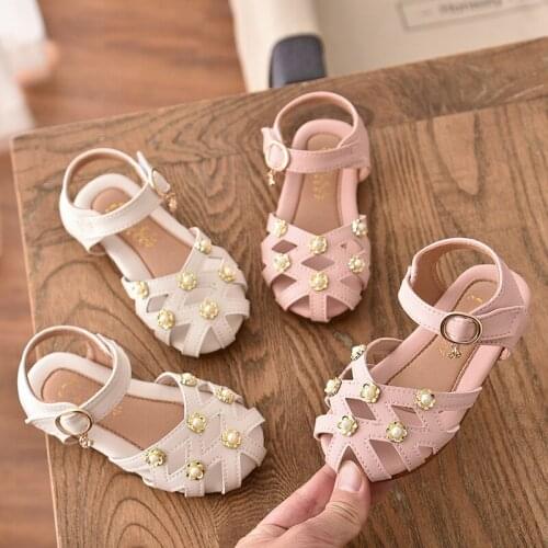 Girls Sandals Soft Bottom Pearl Decorative Sandals BabyPrincess Sandals Jelly Shoes Clear Shoes Shoes Woman Sandals