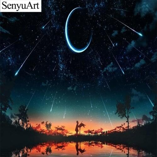 SenyuArt Diamond Painting Mosaic Picture Night Scenery Pattern Full Embroidery Accessories Cross Stitch Kits Paiting Decorations