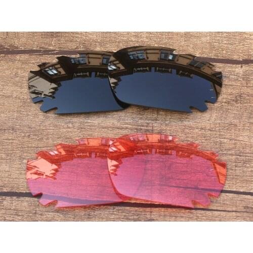 Vonxyz 2 Pairs Stealth Black & Pink Polarized Replacement Lenses for-Oakley Jawbone Vented Frame