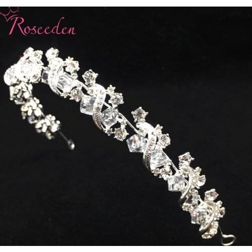 Bride Shinning Crystal Tiara Crown Silver Color Rhinestone Headband Bridesmaids Princess Hair Jewelry RE152-S