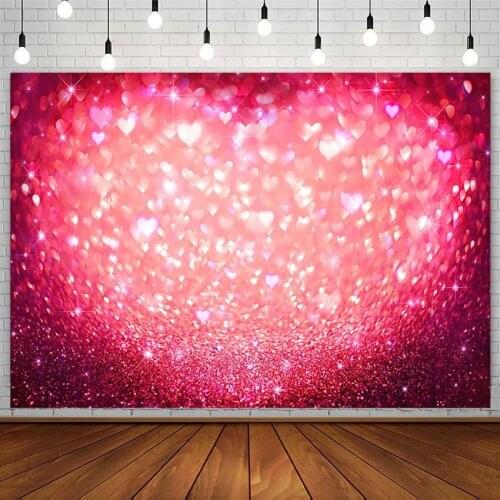 Wedding Backdrops Love Pink Glitter Light Bokeh Party Woman Nails Pet Portrait Photography Backgrounds Photo Studio Decor Props