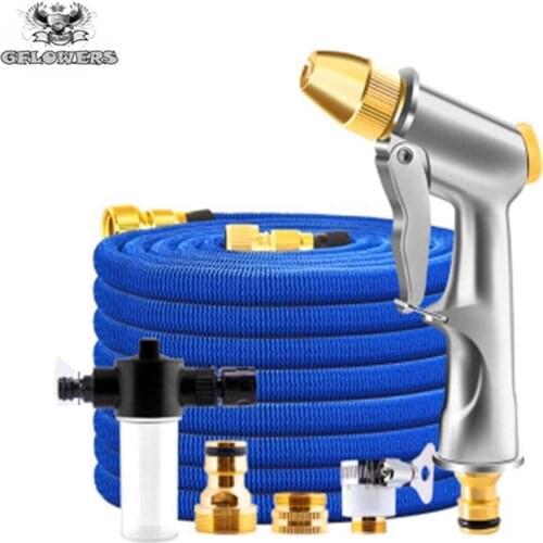25FT-100FT Telescopic Garden Hose Plastic Magic Hose flexible Car Wash Hose Metal Spray Gun Outdoor Garden High Quality Watering