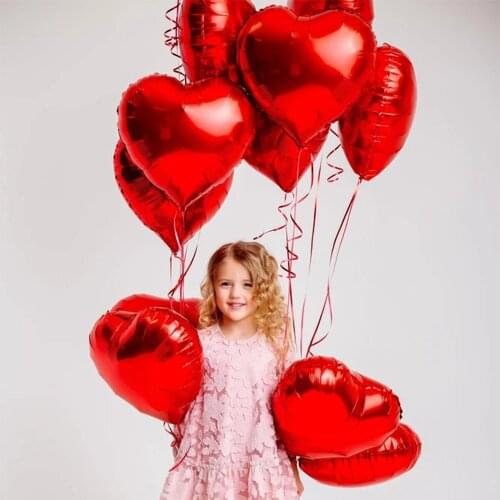 5 10 18 24inch Red Heart Shaped Foil Balloons Wedding Marriage Birthday Party Decors Valentines Day Gifts Supplies