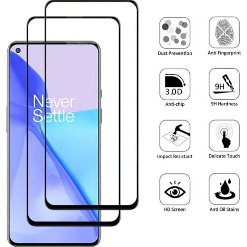 2PCS Glass For Oneplus 9 9R Screen Protector 9D Tempered Glass Full Coverage Front Mirror Film For Oneplus 9R Protection 6.55