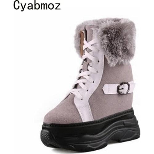 Cyabmoz Ankle Boots Winter Snow Shoes Woman Sexy Platform Party Ladies Casual High heels Height increasing New Women Shoes Boots