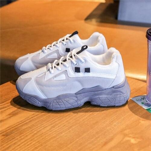 2019 New Chunky Sneakers Women Shoes Woman Fashion Platform Shoes Ladies Footwear Breathable Warm Plush Sneakers Female