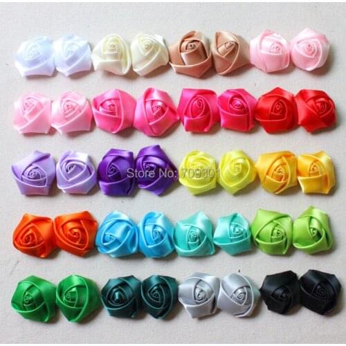 1.5" Classical Satin Rosette Flower Without Clips 28 Colors Satin Rosette Flowers 100 Pcs Free Shipping