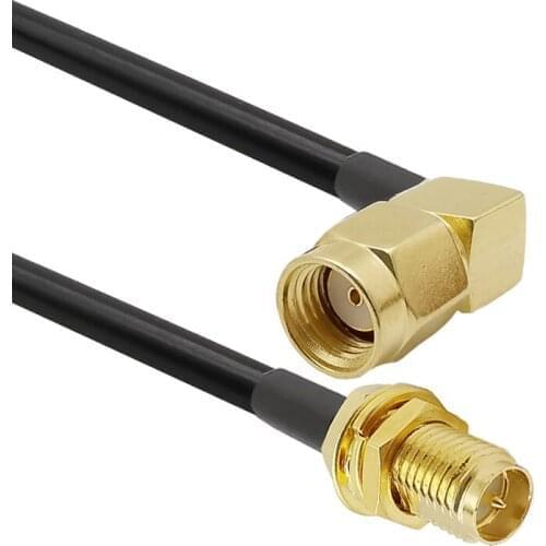 1Pcs RP-SMA Male Right Angle to RP-SMA Female LMR200 WiFi Antenna Extension Cable For WiFi Router Gateway 10/15/20/30/50/60CM