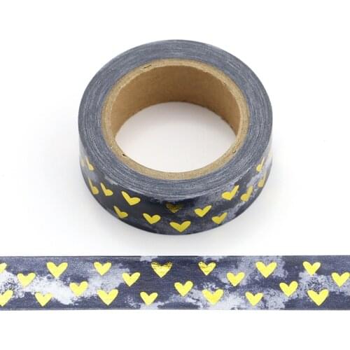 1pcS Heart Foil Washi Tape Japanese Paper 1.5cm*10m Kawaii Scrapbooking Tools Masking Tape Xmas Photo Album Diy Decorative Tapes