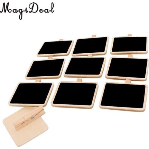 MagiDeal Pack 10PCS Small Mini Wooden Blackboard Note Memo Message Board Chalkboard