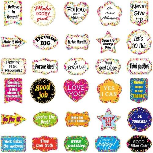 30pcs/SET Encourage Theme Sticker Waterproof fit Car Laptop Skateboard Surfboard Luggage Bicycle Kids Toy Home Decor