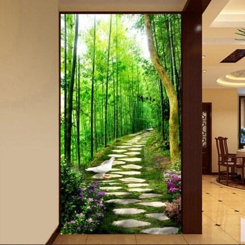 BEIBEHANG 3D Stereo Photo Wallpaper Bamboo Grove Entrance Corridor Wallpaper 3D Wallpaper Background wallpaper for walls 3 d