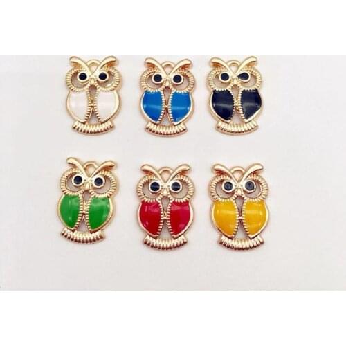 Fashion mix 6 pcs enamel owl charms Fit DIY Handmade necklace earring bracelet charms Jewelry Making
