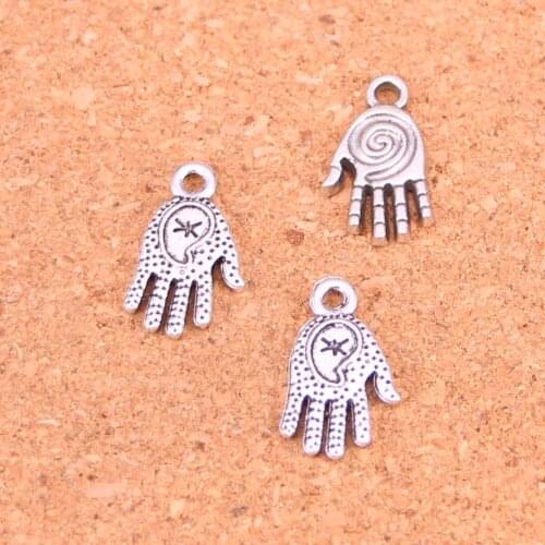 96Pcs Antique Silver Plated hamsa palm hand protection Charms Diy Handmade Jewelry Findings Accessories 18mm