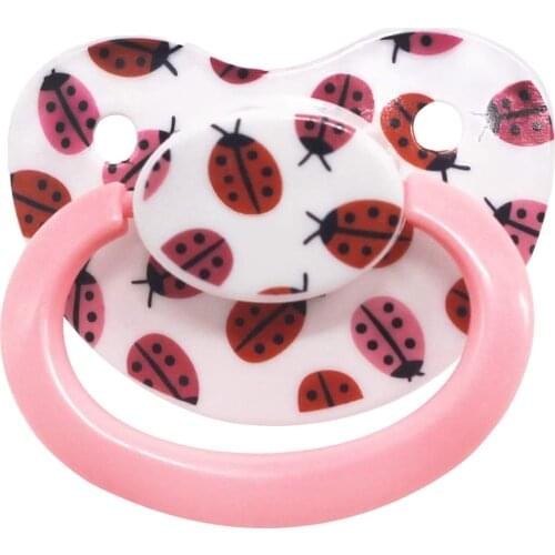 ABDL Adult Baby Sized Pacifier Dummy Silicone Nipple Teat DDLG Cute Printing Animal (Pink