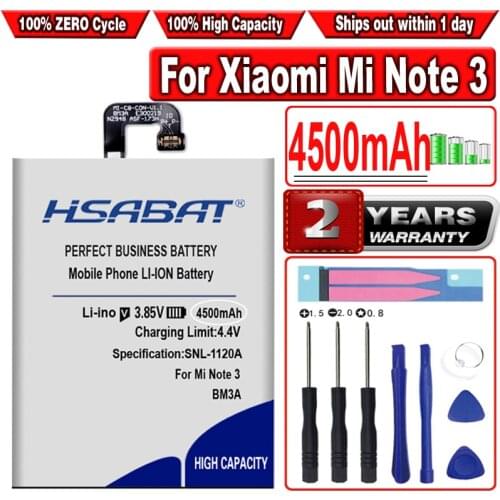 HSABAT BM3A 4500mAh Battery for Xiaomi Mi Note 3 Note3 Batteries + tools Rechargeable Accumulator Pack Replacement