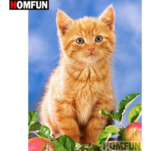 HOMFUN Full Square/Round Drill 5D DIY Diamond Painting "Animal cat" 3D Diamond Embroidery Cross Stitch Home Decor A18897