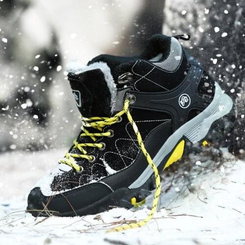 Casual shoes men boots winter 2021 round toe breathable ankle boots men shoes anti-slip lace-up trainers man snow boots botas