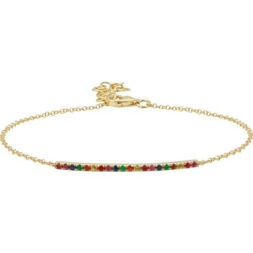 16+5cm adjusted 925 sterling silver bracelet for lady girl gift simple rainbow bar charm link chain bracelets