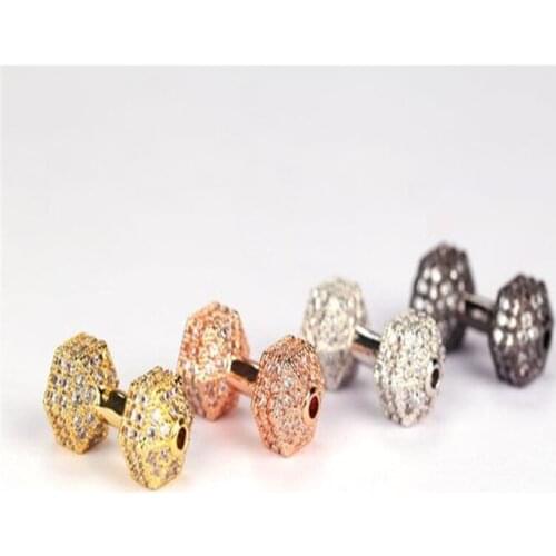 Dumbbell bead micro pave bead Cubic Zirconia CZ space beads for Unisex bracelet jewelry supplies