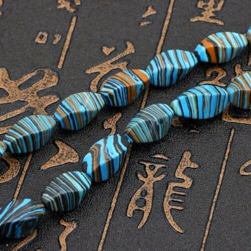 Twist shape blue malachite stripes 8x11mm loose beads 15 inch DIY suitable for women jewelry making ornaments