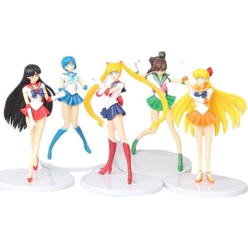 5pcs 18cm New Cartoon Anime Sailor Super Moon dolls PVC Action Figure Wings Cake Decoration Collection Model Toy Doll