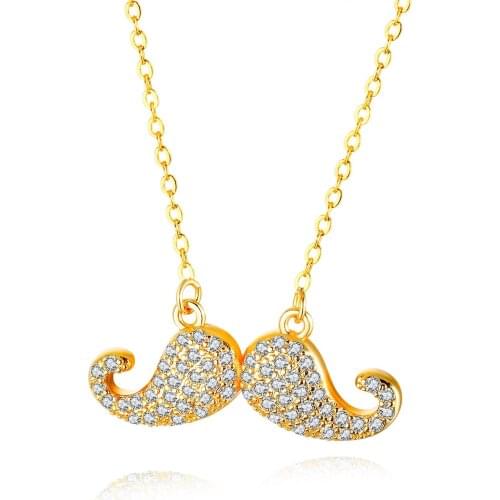 European Fashion Gold-plated Copper Pendant, Personality And Creativity Inlaid Zircon Beard Necklace, Trendy All-match Jewelry