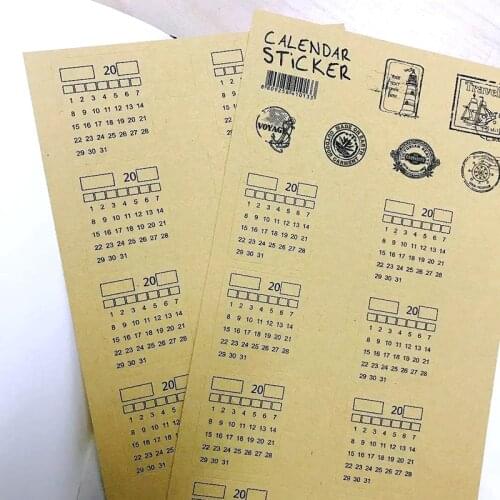 Monthly Calendar Diary Stickers Kraft Paper Scrapbooking Date Month Planner Deration Can Be WrittenHobby Craft Stationery