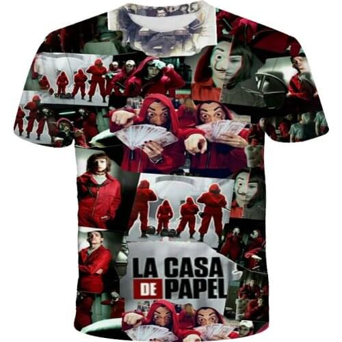 La Casa De Papel T Shirt Kids 3D Printing Hip Hop Breathable Tops Boy Girl High Quality T-shirt Summer Short Sleeved Shirts