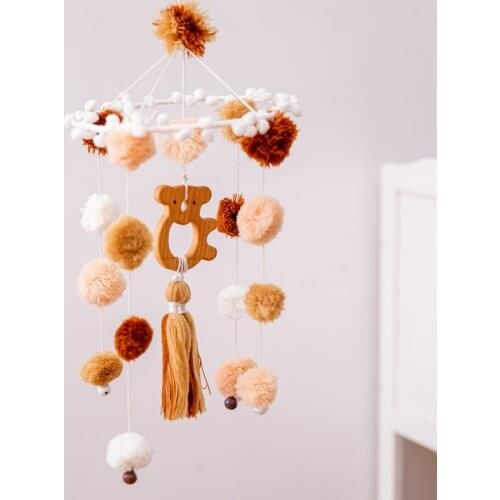 Baby Toy 0-12 Months Rattles Crib Mobiles Bed Bell Toy Holder Rotating Bed Bell Cotton Ball Colorful Newborn Trolley Chain Ring