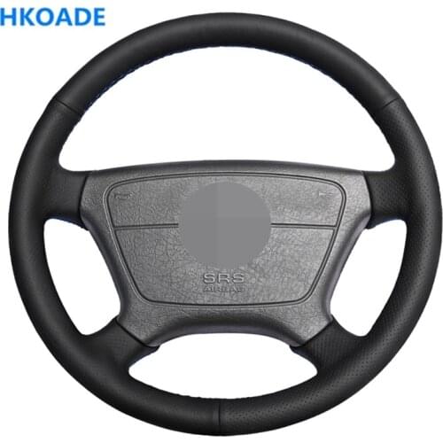 DIY Black Comfortable Non-slip Hand-stitched Artificial Leather Car Steering Wheel Cover for Mercedes Benz E-Class W210 E 200 24