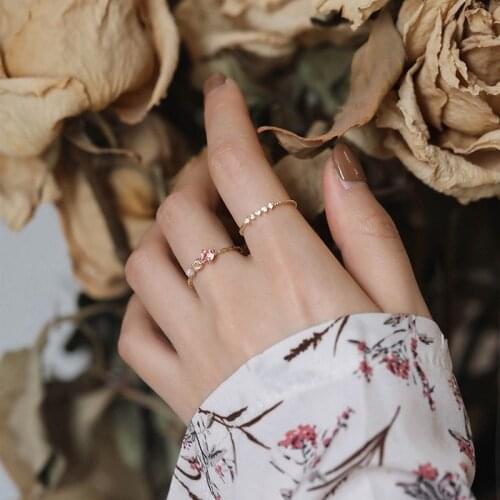 Korean Sweet Pink Zircon Rings For Women Girls Simple Cute Opening Ring 2021 New Fashion bijoux femme accessoires