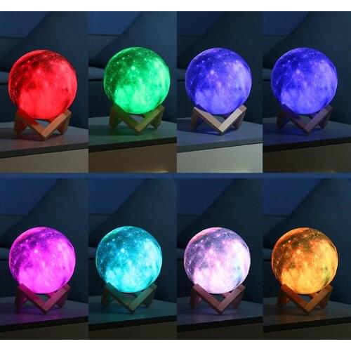16 Colors 3D Print Star Moon Lamp Colorful Change Touch Control Bedroom USB LED Night Light Creative Lamp Home Decor