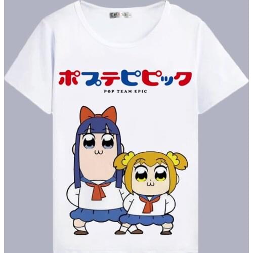 Japanese Anime POP TEAM EPIC Summer T Shirt Poputepipikku Cosplay T-Shirt Pipimi Popuko Top Tee Halloween Cosplay Costume