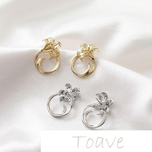 Left and right 1 pair gold-covered retro flowers silver needle diy earrings earrings hand-made material accessories