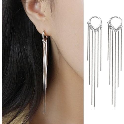 Trendy Long Earring Korean Style Gold Silver Color Earrings Temperament Fairy Girls Snake Bone Chain Jewelry Accessories Party