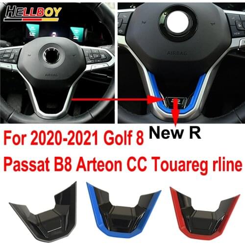 New R Emblem Sticker For VW Golf 8 MK8 Passat B8 Arteon 2020 2021 Touareg R line Car Steering Wheel Cover Badge Trim Accessories