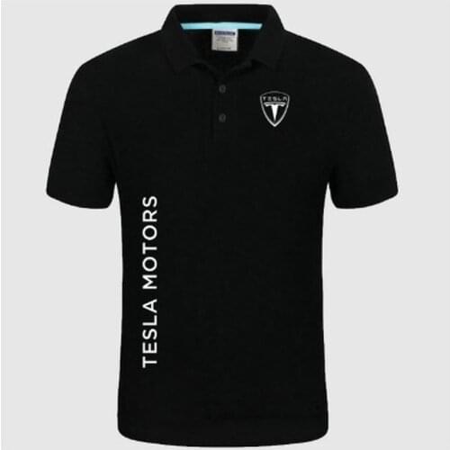 2021Brand New Mens Tesla logo Polo Shirt unisex Polo shirt Men Cotton Short Sleeve shirt clothes SizeS