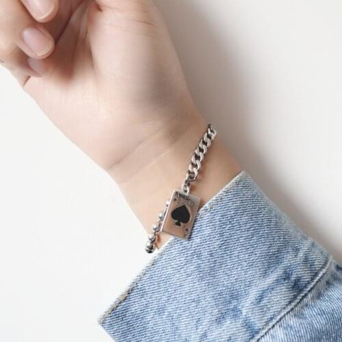 Ace Of Spade Black New Vintage Poker Square Thai Silver Color Bracelet For Women Men Trendy Fashion Jewelry Gifts SL2234