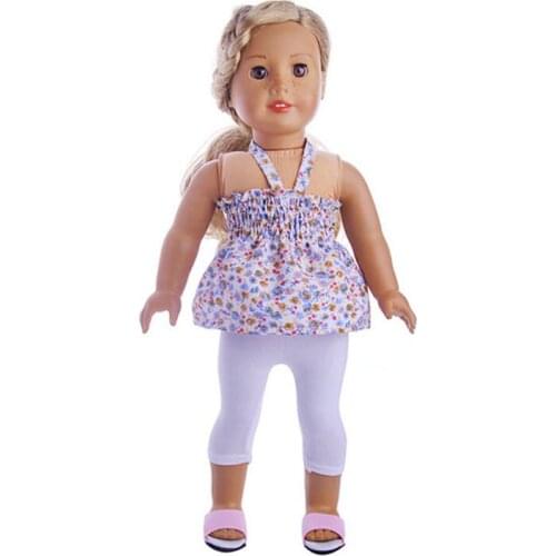New Fashion Summer Floral Off Shoulder Set For 18inch doll/43cm New - for Chridren birthday Gift